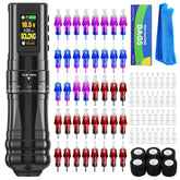 CNC Tattoo Machine Kit E96 7 Stroke Adjustable Wireless Tattoo Machine with 40PCS Cartridges