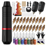 RHEIN Kit Tatouage Sans Fil – 2 Batteries 1500mAh, 20 Cartouches, Performance Pro